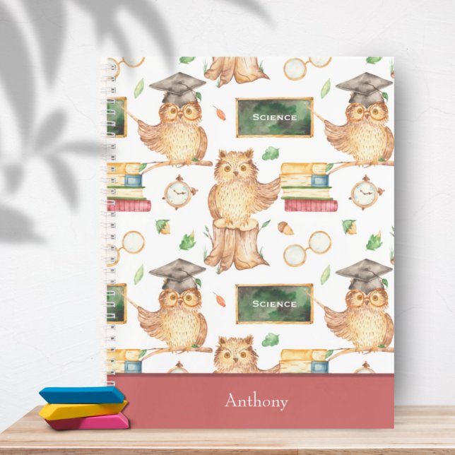 Carnet Chouette intelligente mignonne avec nom de matière (Créateur téléchargé)