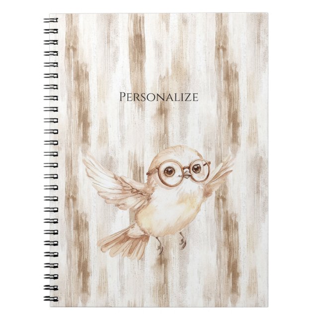 Carnet Chouette mignonne avec des lunettes  (Devant)