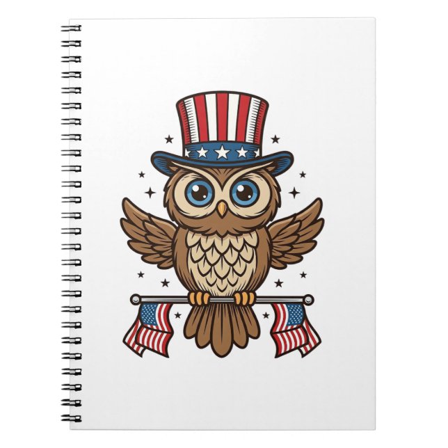 Carnet Chouette patriotique Gravure vintage Graphique_1 (Devant)