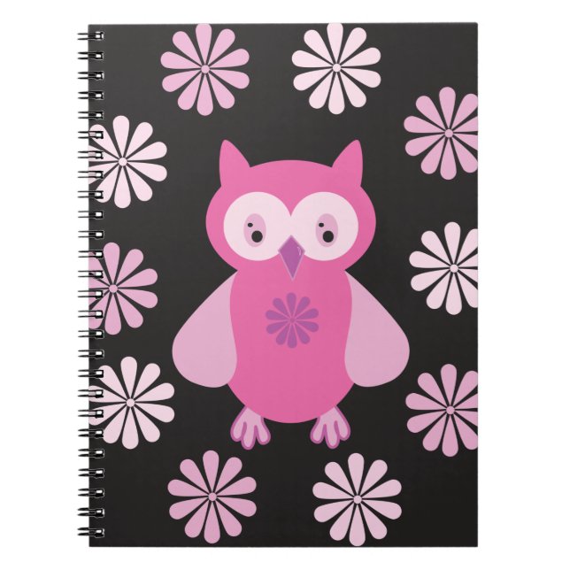 Carnet chouette rose mignonne (Devant)