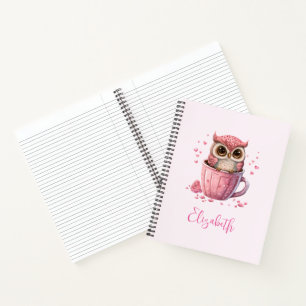 Carnet Chouette rose mignonne en coupe