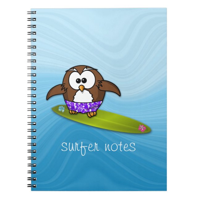 Carnet chouette surfeur (Devant)