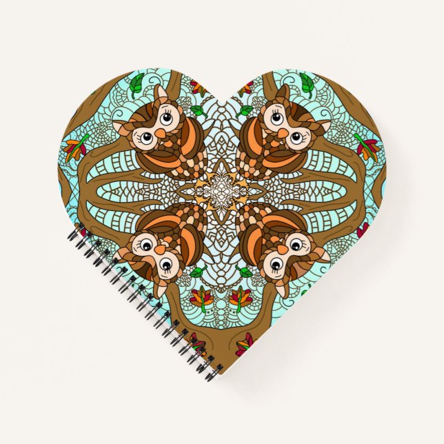 Carnet Chouette tirée à la main Mandala (Devant)