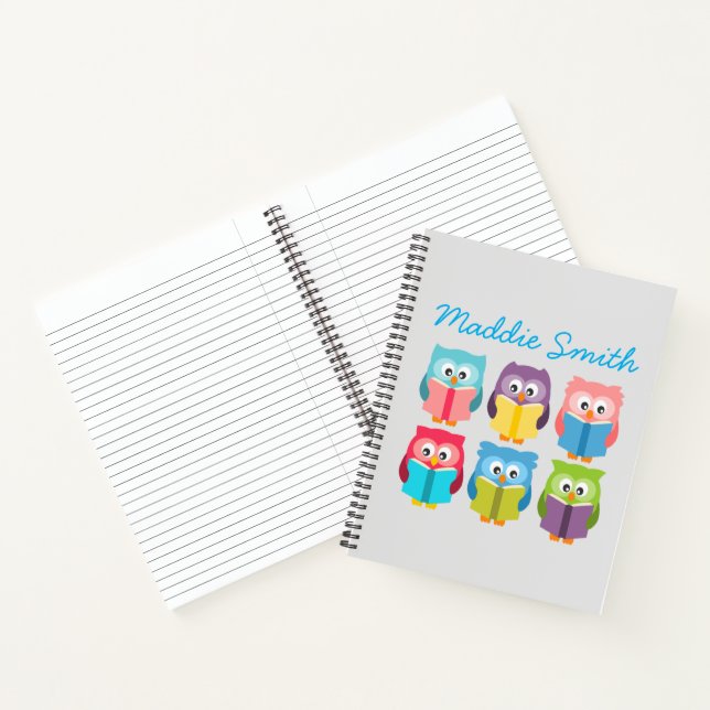 Carnet Chouettes de lecture mignonnes (Intérieur)