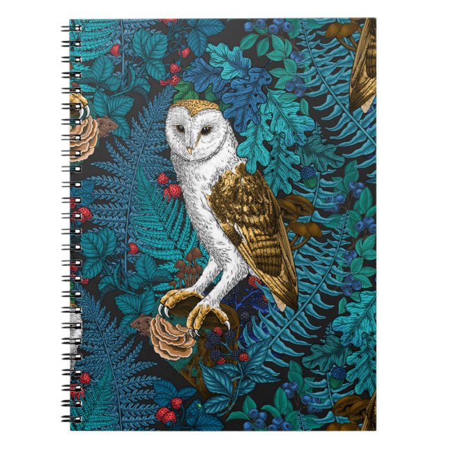 Carnet Chouettes, fougères, chênes et baies 3 (Devant)