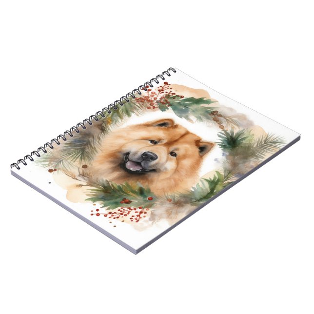 Carnet chow chow Christmas Wreath Festive Pup (Côté gauche)