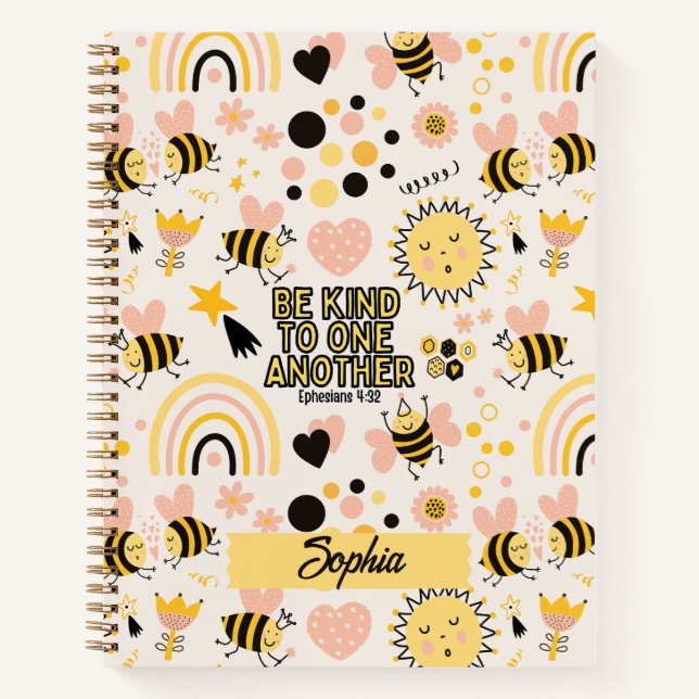 Carnet Christian Be Kind Scripture Mignonne Abeilles Whim (Devant)