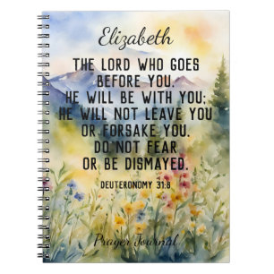 Carnet Christian Bible Verse Aquarelle Montagnes Nom