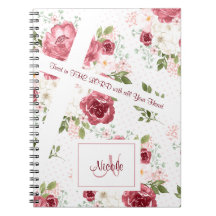 Christian Bible Verse Rose Nom Floral Monogramme