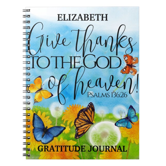 Carnet Christian Floral Merci Gratitude Bible Verse (Devant)