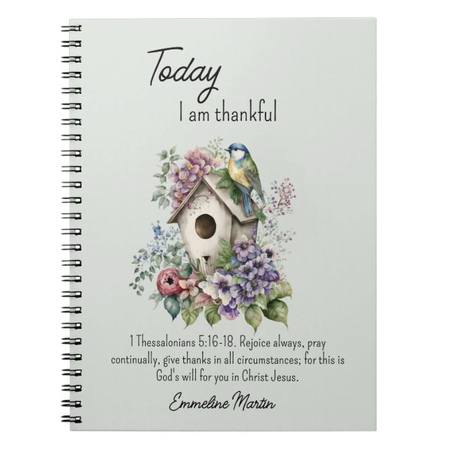 Carnet Christian Gratitude Bible Verse Birhouse (Devant)