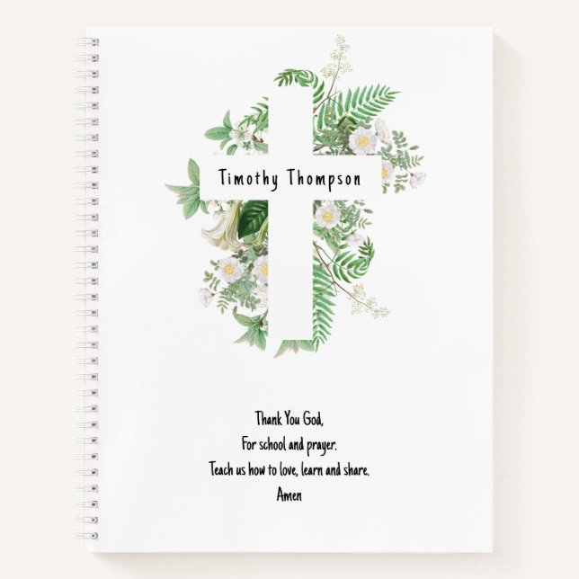 Carnet Christian Kids School Prière & Nom personnalisé (Devant)