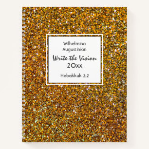 Carnet Christian WRITE THE VISION Personnalisable FAUX OR
