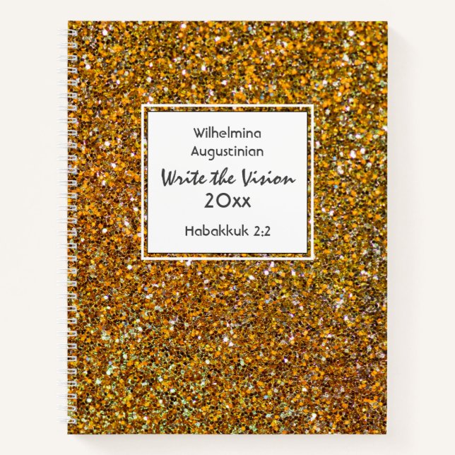 Carnet Christian WRITE THE VISION Personnalisable FAUX OR (Devant)