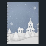 Carnet Christmas Church Landscape<br><div class="desc">Design features a festive landscape of a snowy town with houses and a church.</div>