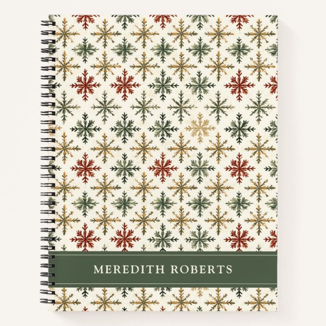Carnet Christmas Holiday Snowflakes Pattern Personalized (Devant)