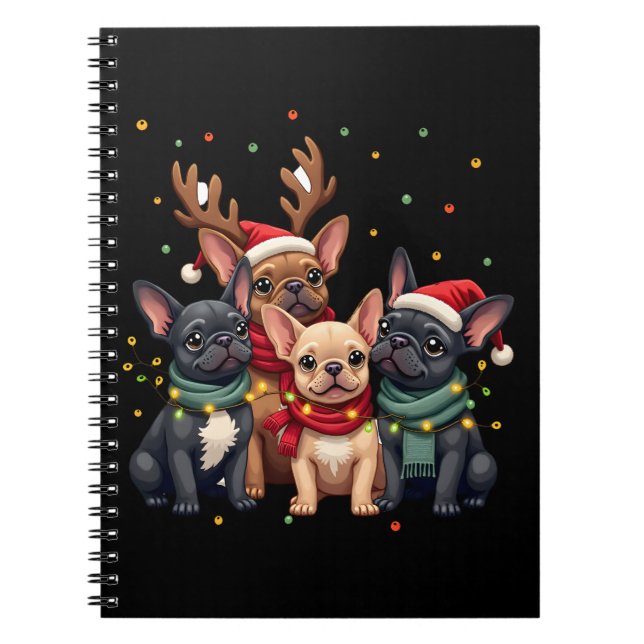 Carnet Christmas Lights French Bulldogs Xmas Frenchie Dog (Devant)