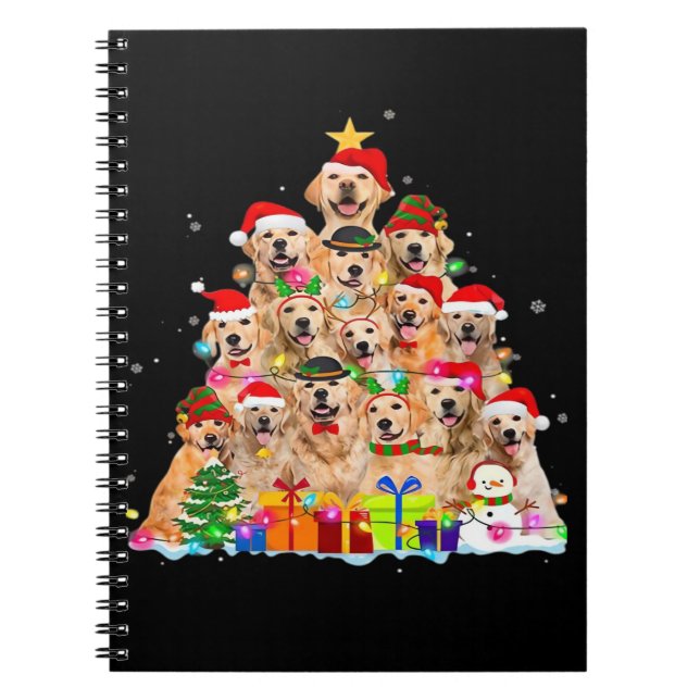Carnet Christmas Pajama Golden Retriever Tree Xmas Gift D (Devant)