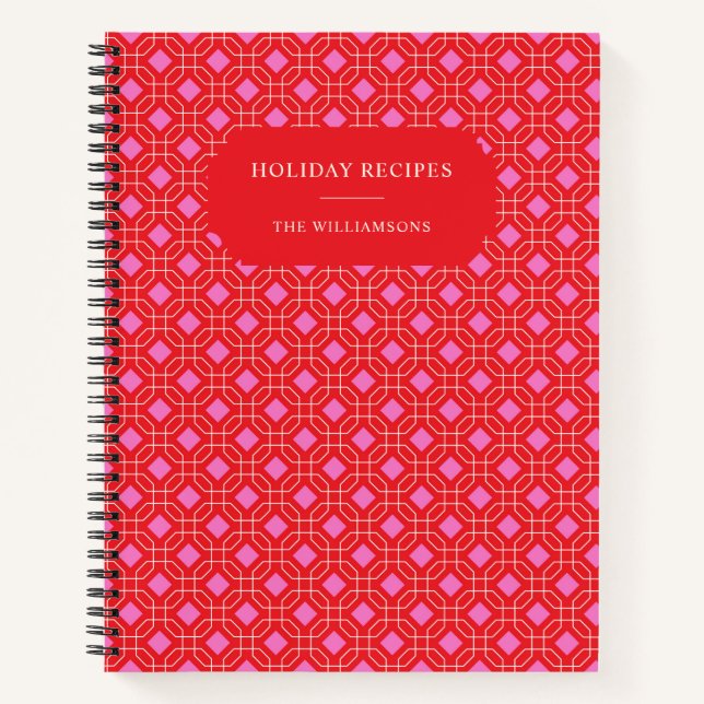 Carnet Christmas Personalized Retro Red Holiday Recipe (Devant)