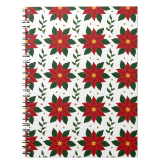 Carnet Christmas Poinsettia Floral Pattern | Red Green