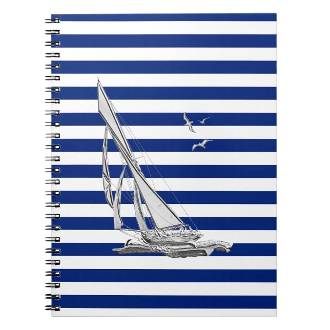 Carnet Chrome voile sur les bandes marines (Devant)