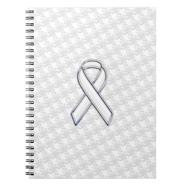 Carnet Chrome White Ribbon Awareness on Houndstooth Print (Devant)