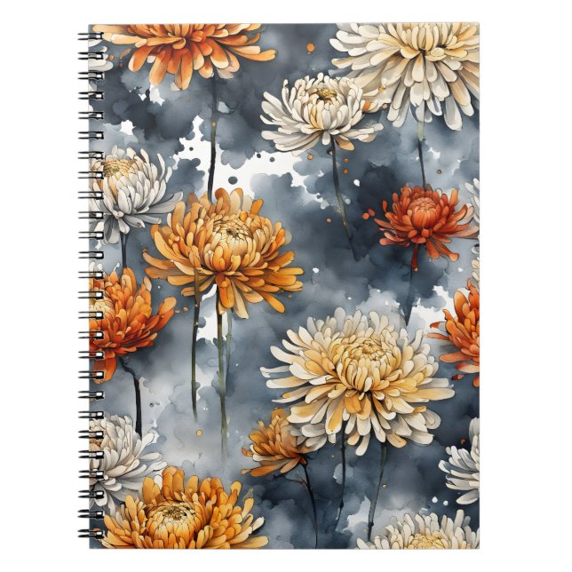 Carnet Chrysanthème - Fleurs à l'aquarelle (Devant)