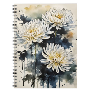 Carnet Chrysanthème - Fleurs aquarelle