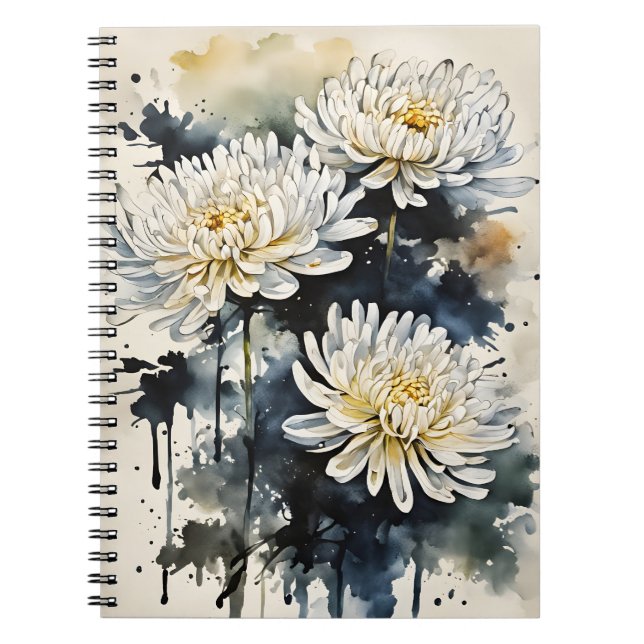 Carnet Chrysanthème - Fleurs aquarelle (Devant)
