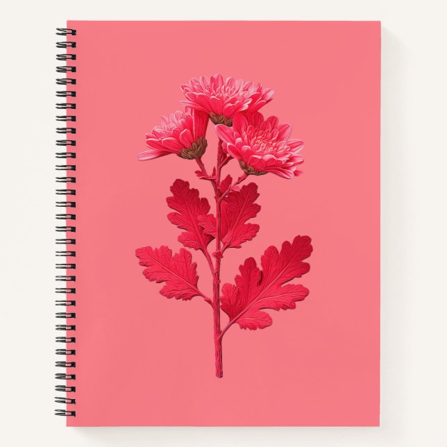 Carnet Chrysanthème rose  (Devant)