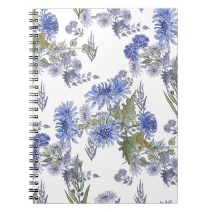 Carnet Chrysanthèmes bleus