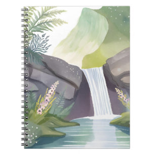 Carnet Chute d'eau murmure   Paysage aquarelle de la natu