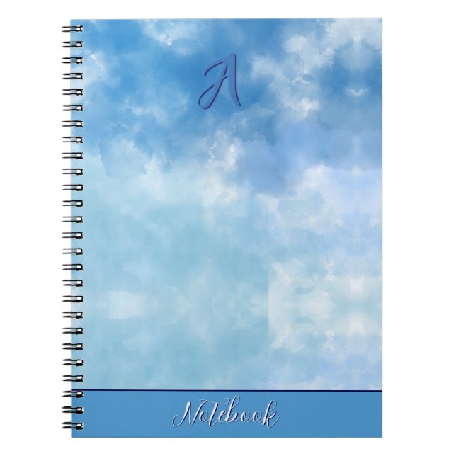 Carnet Ciel Bleu Doux Nuage Aquarelle (Devant)