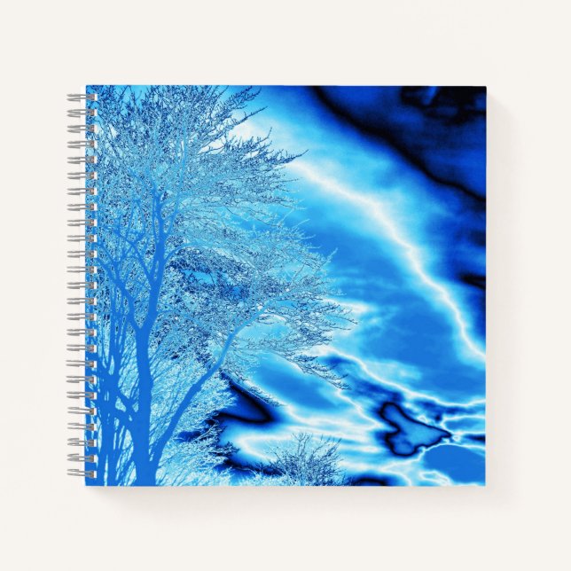 Carnet Ciel orageux saphir et bleu givré (Devant)