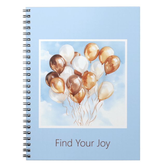 Carnet Cieux Bleus Ballons Blancs Or (Devant)