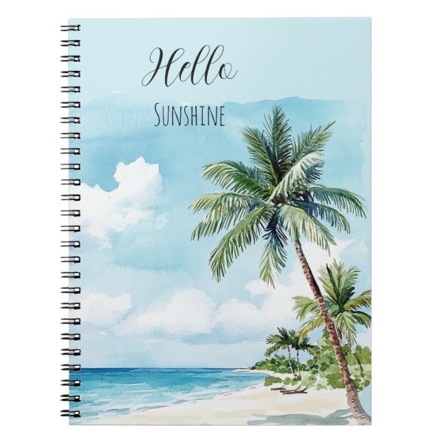 Carnet Cieux bleus soleil île tropicale palmier (Devant)