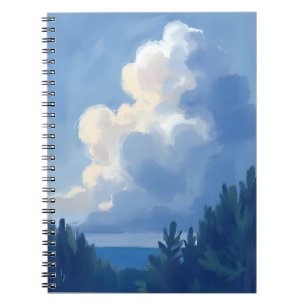 Carnet Cieux nuageux   Peinture aquarelle de la forêt ble