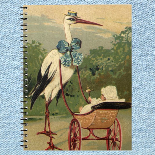 Carnet Cigogne victorienne vintage et landau (Créateur téléchargé)