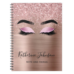 Carnet Cils Pailletés Or Rose Glam Monogramme Beauté