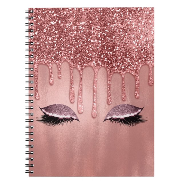 Carnet Cils Rose Gold Glitter Pink Drips (Devant)