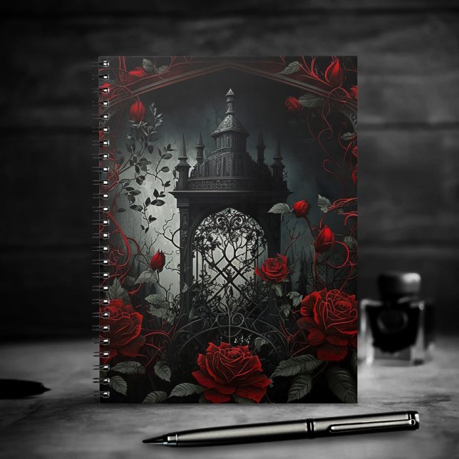 Carnet Cimetière gothique Jardin Rose avec Rouge et Noir (Créateur téléchargé)