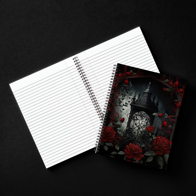 Carnet Cimetière gothique Jardin Rose avec Rouge et Noir (Créateur téléchargé)