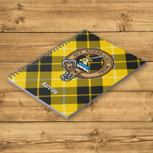 Carnet Cimier du clan Barclay sur tartan de robe de soiré