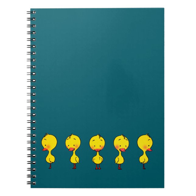 Carnet Cinq mignons Canards Jaunes Caricaturés (Devant)