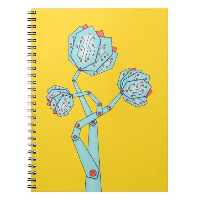 Carnet Circuit Board Fleurs mécaniques Geek fille (Devant)