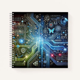 Carnet Circuit imprimé, code binaire et papillon lumineux