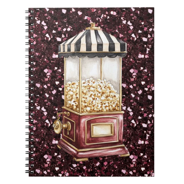Carnet Cirque de Popcorn Pailleté Bourgogne (Devant)