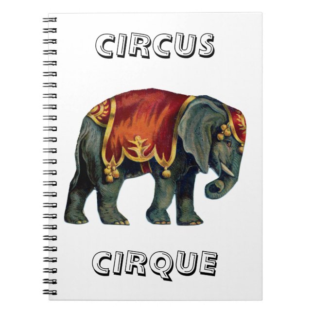 Carnet cirque vintage exécutant cirque d'éléphants, (Devant)