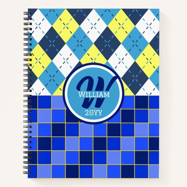 Carnet Citadin Bleu Framboise Citron Argyle et Carreaux (Devant)