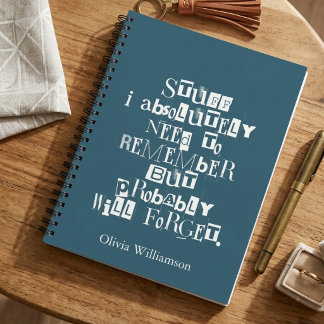 Carnet Citation bleue drôle personnalisée Typographie en